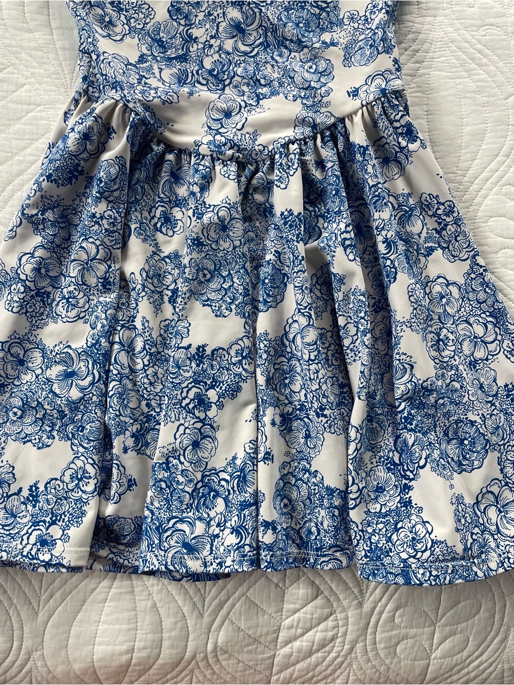 💙Vintage American Apparel White Mini Dress with Blue Floral Print💙 - Picture 7 of 16